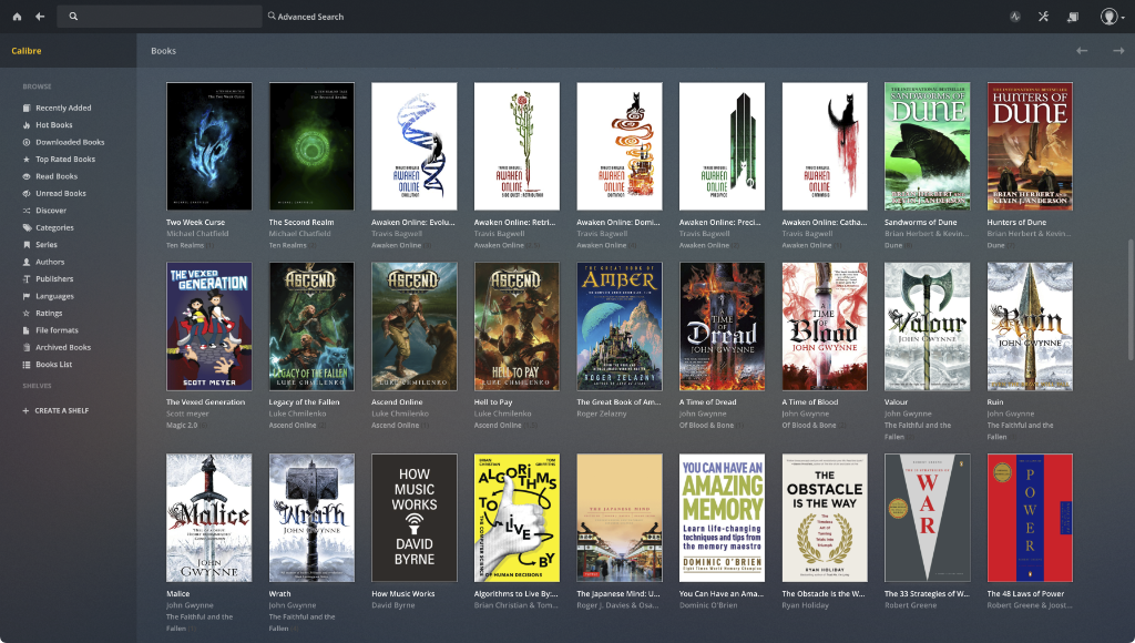 Calibre web interface