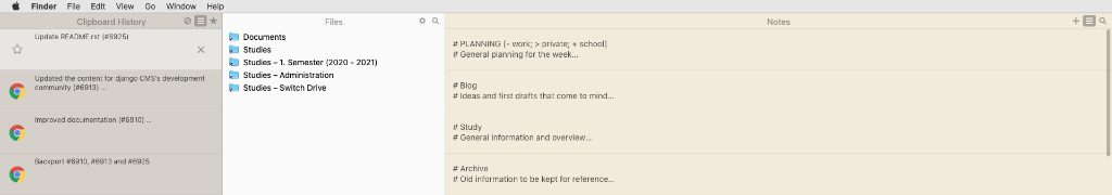 Example Unclutter panel